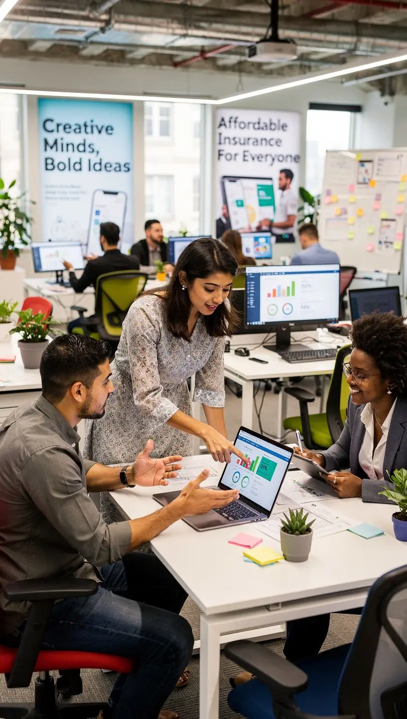 Счастливая семья, получающая помощь от страхового агента по телефону.